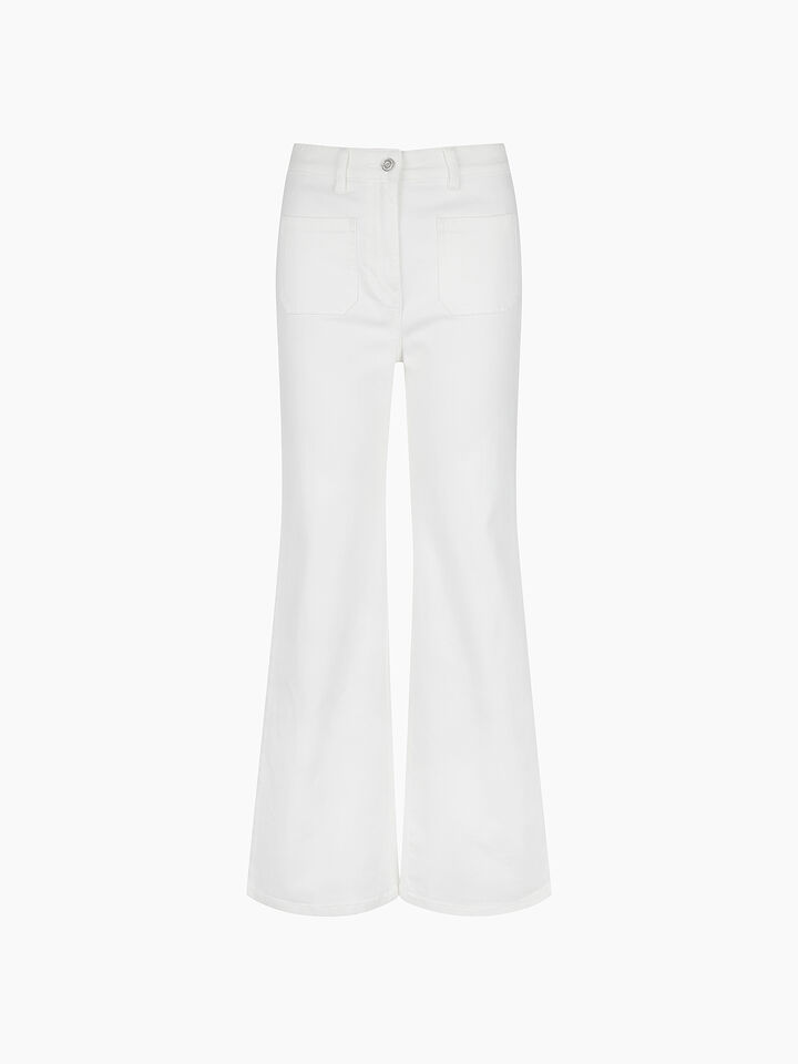 White bootcut denim trousers - sisley k jeans flare & bootcuts - Creamy White | Sisley K image number 1